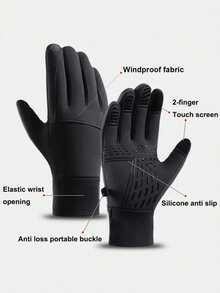 1 Pair Unisex Outdoor Cycling Gloves, Anti-Slip, Touchscreen Compatible, Waterproof, Windproof, Warm, Suitable For Winter Sports, Skiing - Multicolor - View 4