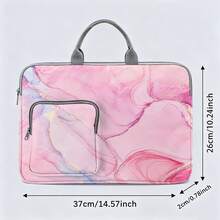 Tas Laptop/Tas Kerja Motif Marmer Merah Muda - Terbuat dari Kain Lembut, Kompatibel dengan Berbagai Perangkat Laptop dan Tablet, Dilengkapi dengan Kantong Resleting Eksternal dan Pegangan Tetap, Kapasitas Penyimpanan Besar, Menyeimbangkan Perlindungan dan Portabilitas, Cocok untuk Bekerja, Belajar, dan Bepergian, Penting untuk Perjalanan Sehari-hari - MultiWarna - View 5