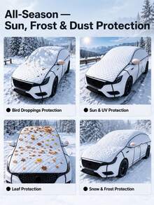 Thickened Car Windshield Snow Cover, Full Upper‑Body Coverage, All‑Weather Windproof Frost Protection, Save Morning Scraping Time, Dedicated Storage Bag Included, Black & Silver, For Large SUVs, Car Accessories, Windshield Sun Shade, Car Snow Cover - Multiple Styles - View 5