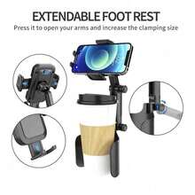 2‑In‑1 Car Cup Holder Phone Mount, Multi‑Joint Adjustable Arm With 360° Rotation, Lower Drink Cup & Upper Phone Cradle, Fits 2.6–3.7 Inch Wide Phones, Universal Vehicle Cup Slot Holder For GPS Navigation - A - View 5