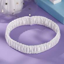 1pc White Satin Ruched Elastic Thigh Garter, Elegant Wedding Bridal Leg Ring, Sexy Stretchy Cosplay Leg Band - White - View 9