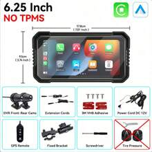 VENBES Pantalla Táctil PND para Motocicleta de 6.25 Pulgadas Impermeable, CarPlay Inalámbrico & Android Auto, Navegación GPS, Grabador DVR Integrado, Sistema Opcional de Monitoreo de Presión de Neumáticos TPMS - Pantalla de 6.25 pulgadas para motocicleta con GPS y DVR (sin TPMS) - Ver 10