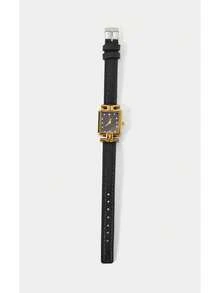 Noxbound 1pc Women's Quartz Watch, Fashionable Minimalist Classic Rectangular Small Dial, Vintage British Style - Black - View 4