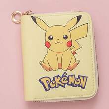 Zipper Wallet, Soft PU Leather Material, Cute Anime Cartoon Style, Multiple Character Print, Yellow Square Shape - Multicolor - View 14