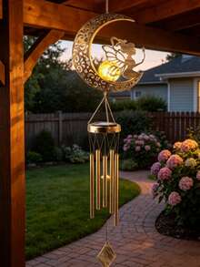 Flower Fairy Design Solar Wind Chime Light - Weatherproof Outdoor Decor, Suitable For Garden, Porch And Patio, LED Lighting Wind Chime With Automatic Light Control Sensor - Solar Powered Flower Fairy Wind Chime - View 8