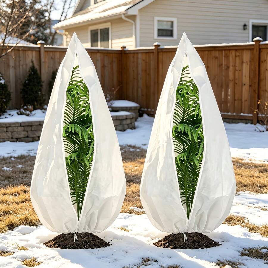 2pcs Plant Frost Protection Cover, Full Coverage Winter Plant Protection Blanket! Specially Developed For Medium-Sized Trees, Fruit Trees And Shrubs In The Garden. Thickened Frost-Proof Fabric