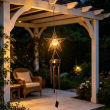 Lonceng Angin Tenaga Surya Berbentuk Matahari, Bulan, dan Bintang - Dekorasi Luar Ruangan Tahan Cuaca, Cocok untuk Taman, Beranda, dan Teras, Lonceng Angin dengan Lampu LED dan Sensor Kontrol Cahaya Otomatis - Lonceng angin tenaga surya - View 6