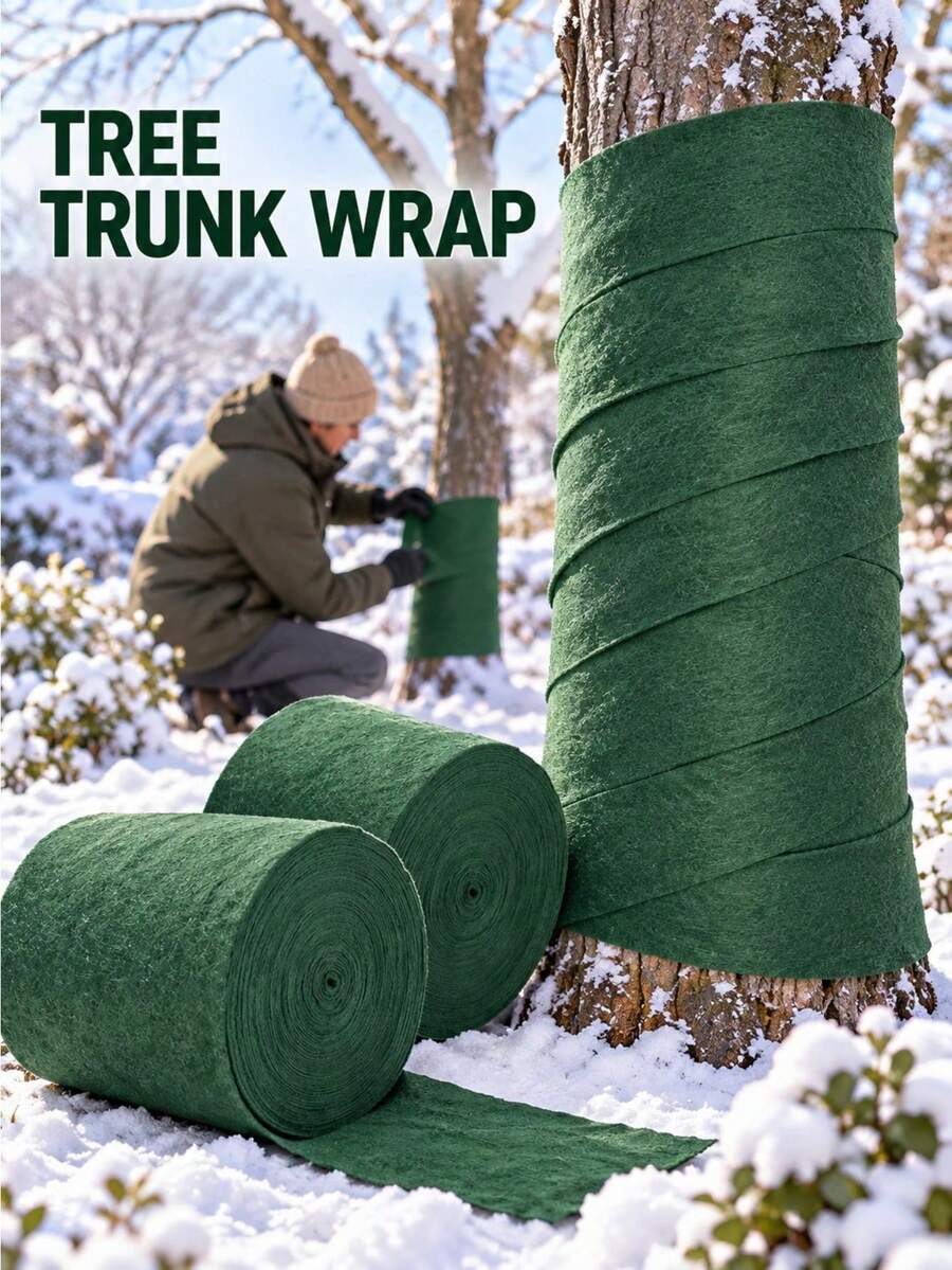Winter Plant Protection Tree Trunk Wrap, Green Tree Wrap Roll, Frost And Cold Protection, Suitable For Young Trees, Shrubs, Fruit Trees, Seedlings And Garden Landscape Bark Covering Insulation Wrapping - A - View 1