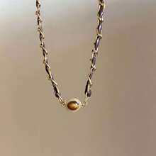 1pc/2pcs Maillard Vintage Tiger Eye Stone Double Layer Stackable Necklace, Leather Braided Chain Detachable 2 Pieces Set Sweater Chain, Autumn/Winter Luxury Niche Women's Accessory - Gold - View 12