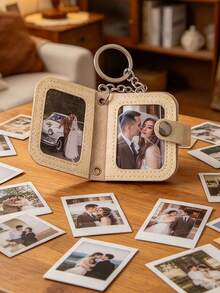 Leather Mini Photo Album Keychain, Portable Picture Keepsake Ornament, DIY Accessory For Purse, Bag & Keys, Great Gift Choice For Men And Women - Multicolor - View 2