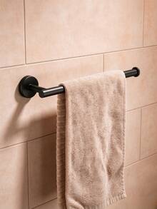 Punch-Free Installation Is More Secure Stainless Steel Towel Rail Bathroom Towel Rack Tissue Holder Punch-Free Hook Multi-Functional Storage Rod 1 Piece - Black - View 12