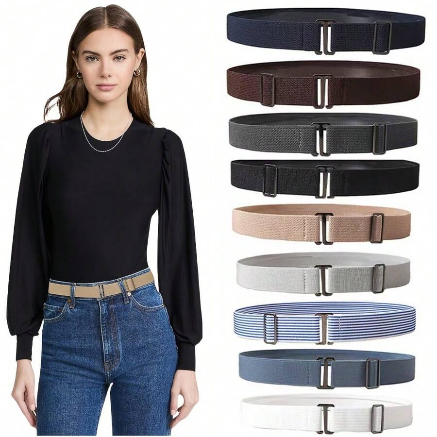 1/2 Pack Women's Invisible Elastic Band Transparent Elastic Webbing With Flat Buckle