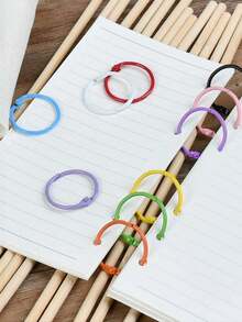 50pcs Dopamine Colorful Metal Loose-Leaf Rings, Learning Word Flashcards, Information Cards And Label Cards Organizer Rings, DIY Photo Binding Rings, Multi-Functional Stationery Office Supplies, Suitable For Students, Teachers And Office Use - 50pcs - View 6