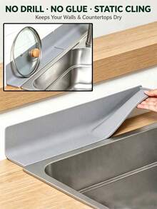 1/3pcs Silicone Kitchen Sink Splash Guard Mat, Electrostatic Self-Adsorption,Static Cling No-Drill Barrier, Heat Resistant, Anti-Oil Easy Clean, Narrow Edge Extended Drain Mat, Countertop Storage Mat, Bar Anti-Slip Pad, Dishwasher Compatible - Multicolor - View 1