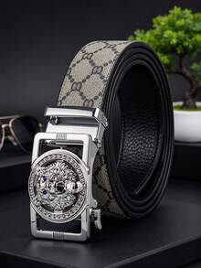 1pc Men's Luxury Alloy Automatic Buckle Leather Belt, Fashionable Multi-Functional Casual Belt, Suitable For Men's Daily And Formal Occasions - Multicolor - View 9
