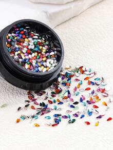 Mixed Color Teardrop Nail Rhinestones, Christmas Light Bulb Design Nail Art Charms, Multi‑Faceted Sparkly Gem Ornaments For DIY Manicure Decoration - Multicolor - View 3