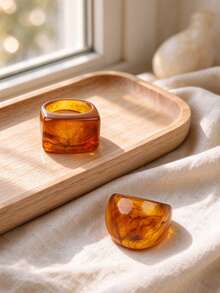 5/8 Pcs Vintage Chunky Resin Ring Set For Women, Retro Amber Marble Pattern Wide Band Geometric Stackable Finger Rings Daily Party Jewelry Gift - Vintage Irregular Resin Ring - View 10