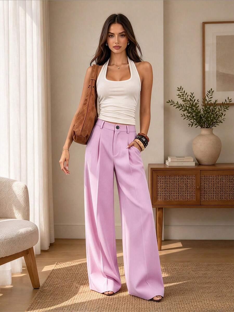 Autumn Vintage High-Waist Women's Suit Pants, Loose Slim Fit, Lightweight And Comfortable, Suitable For Office Wear
