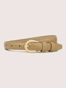 3pcs Plus Size PU Leather Belt Set With Gold-Tone Alloy Buckle, Classic Beveled Edge, Versatile Women's Belt For All Seasons - 1.8cm Wide Flat Buckle With Beveled Edge - View 35