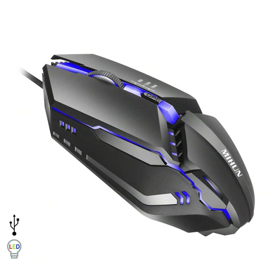 Dam فأرة ألعاب G314 مع أضواء LED RGB. 800 و 1200 و 1600 DPI. - مشاهدة 1