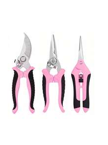 3pcs Heavy‑Duty Stainless Steel Gardening Shears Kit, Practical Orange‑Black Curved Ergonomic Non‑Slip Handle Pruning Cutter Set, With Spring Rebound Structure, For Lawn Trimming, Tree Maintenance And Fruit Harvesting - 3-piece Set - View 15