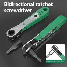 1/4" Ratchet Wrench With Bidirectional Forward/Reverse Screwdriver, Right Angle Bendable Handle, And Flat Head Bit Set, Home Use - Conventional - View 4