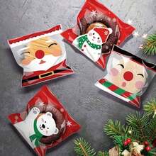 500/200/100pcs Christmas Snowman Santa Claus Christmas Tree Self-Adhesive Gift Bags, Christmas Packaging Bags, Christmas Gift Wrapping Bags, Christmas Decoration, Multiple Sizes And Styles To Choose From, Random Color And Style - Multicolor - View 4