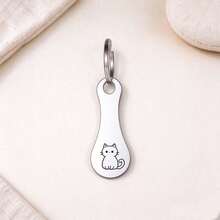 2/5pcs Random Style Pet Keychain, Stainless Steel Dog & Cat Paw Print Key Tag, Cute Animal Pattern Key Ring, Portable Backpack Pendant, Pet Lover Gift - Multicolor - View 2