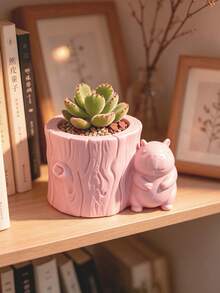 3D Printed Capybara Tree Stump Succulent Planter, Multiple Colors Available, Cute Capybara With Faux Tree Stump Design, Suitable For Prayer Beads, Succulents And Other Small Green Plants, Window Sill, Desk, Gardening Flower Pot, Healing Desktop Decor - Multicolor - View 5