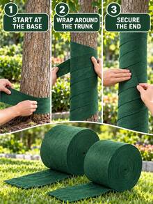 Winter Plant Protection Tree Trunk Wrap, Green Tree Wrap Roll, Frost And Cold Protection, Suitable For Young Trees, Shrubs, Fruit Trees, Seedlings And Garden Landscape Bark Covering Insulation Wrapping - A - View 9