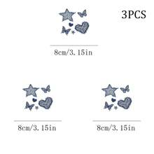 1/2/3pcs Denim Frayed Edge Star Butterfly Heart Heat Transfer Vinyl Iron-On Stickers, Durable Washable Iron-On Patches, DIY Stickers For T-Shirts, Canvas Bags, Pillows, Jeans, Hoodies - Multicolor - View 4
