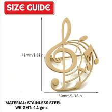 Vintage Music Symbol Brooch, Stainless Steel Hollow Design, Suitable For Wearing With Suit Jacket, Ideal Decorative Accessory For Men - Multicolor - View 4