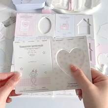 54pcs Mesh Hollow Cut-Out Foldable Cards, Heart, House, Oval Shaped Window Mini Foldable Cards, Thick Hard Paper Material Photo Cards, Card Packaging Inserts, Suitable For Idol Photos, Decorative Foldable, Halloween, Christmas, Holiday Gifts (Random Patterns) - A - View 1
