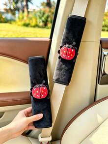 1 buah/2 buah Sarung Sabuk Pengaman Mobil, Pelindung Sabuk Pengaman Mobil Dekoratif Motif Lebah & Kumbang, Dekorasi Interior yang Lembut & Nyaman - A - View 1