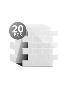廚房防濺牆 3D 光澤白色地鐵磚紋理自黏式牆貼壁紙，貼紙，牆貼，乙烯基貼紙，家居裝飾，春季裝飾，煥新家居，Rama 裝飾貼紙禮物，生日畢業 - 白色 - 查看 11