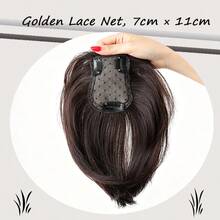 10 Inch Women's High Crown Volume-Boosting Hair Piece With White Hair Coverage, Inner Net, Synthetic Fiber Bangs - Multicolor - View 7