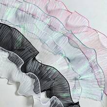 2-Yard Ruffled Lace Trim, Pleated Chiffon Tulle In Rainbow Hues, Decorative Trim For Formal Wear; Organza Ruffle Fabric For Sewing Dresses, Sleeves, Garment Embellishments, And Trimming Crafts-Perfect For Halloween. - Multiple Styles - View 2