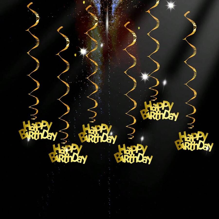 6pcs Birthday Party Spiral Hanging Decorations, Plastic Letter Banner, Suitable For Birthday Party, Anniversary - Multicolor - View 1