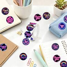 500pcs/Roll Neon Thank You Self-Adhesive Stickers, Neon Graffiti Style, 8 Different Pattern Designs, Sealing Labels For Handmade Gift Cards, Packaging, DIY Decoration, PVC Waterproof Holiday Stickers, Suitable For Small Business, Self-Adhesive Minimalist Elegant Sealing Stickers, Labels For Envelope Sealing, Party Gifts, Adhesive Decorative Stickers - one-size - View 6