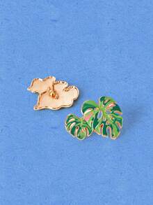 Popjeli Tropical Leaf Imitation Brooch Pin, Decorative Accessory For Clothes, Bags - Multicolor - View 5