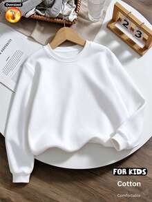 Oversized Crew Neck Thickened Sweatshirt With Heart Leopard Print And Surrounding Text - White - View 4