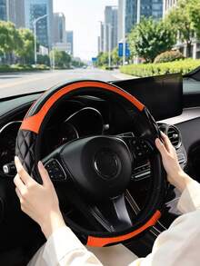 1PC Car Steering Wheel Cover, 3D Carbon Fiber & Leather Spliced, Anti-Slip Comfortable - Multicolor - View 4