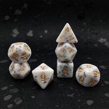 7Pcs White Black Speckled Polyhedral Dice, Christmas Halloween Gift For Table Game Players - Style 01 - View 4