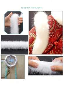 1 Roll Classic White Faux Fur Ribbon - Soft Plush Garland, Suitable For Christmas Tree, Wedding, Party Decoration - Elegant Fuzzy Hanging Decorative Strip, Multi-Functional Holiday And Year-Round Decoration - Multicolor - View 8