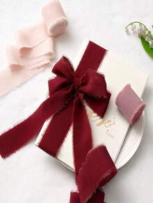 3 Rolls 3 Colors Handmade Chiffon Ribbon, Suitable For Wedding Invitations, Mother's Day, Bridal Bouquets, Gift Wrapping, DIY Crafts - Chiffon Ribbon Style - View 5