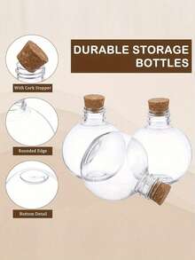 Transparent Plastic Spherical Wish Bottle. Suitable For Sand Art (Includes Cork Stopper), Party Decorations, "Magic Potions," DIY Crafts, Essential Oil Storage, Aquatic Plant Containers, Message-In-A-Bottle Displays, Star Wish Bottles. - Multicolor - View 9