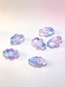 10pcs Rainbow Transparent Bubble Cloud Beads, Acrylic Gradient Cloud Spacer Beads, Suitable For Handmade Jewelry Making, Pen And Bag Charm Accessories - Transparent Iridescent Bubble Cloud - View 8