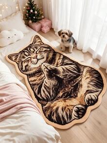 1pc 2D Printed Cat Praying Hands Decorative Rug, Thickened Carpet, Plush Rug, Autumn/Winter Rug, Decorative Rug, Bedroom Decor, Small Rug, Carpet, Home Decor, Living Room Rug, Living Room Small Rug, Bedroom Rug, Living Room Home Decor, Outdoor Rug, Washable Rug - Multicolor 6 - View 2