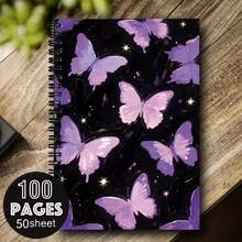 1pc, 2D Flat, A Spiral-Bound Ruled Notebook With A Butterfly-Themed Cover - Ruled Interior Pages, Portable Diary, A5 Size, Suitable For Travel, Gifting, Minimalist Journaling And Planning, Ideal For Students And Office Workers, Butterfly Design - One Book (50 Pages, 100 Pages) - View 12