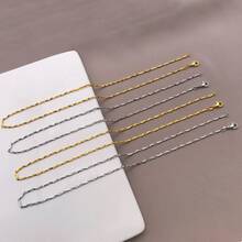 1pc Brass Twisted Blade Blank Necklace Chain Dainty Cut Surface Link Chain Gold Silver Tone DIY Jewelry Making Necklace Chain Base Craft Accessories - Multicolor - View 6